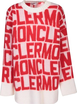 Moncler Wool Pullover - Dames - Ronde hals truien - Rood - 2XS - Wol - Truien & Vesten