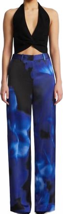 Bcbgmaxazria Relaxed Fit Straight Leg Pants In Blue Rose Print
