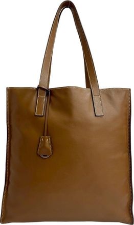 Prada Brown Leather Handbag Tote Bag (Pre-Owned)