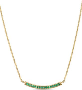David Yurman 18kt yellow gold Petite Pavé Bar emerald necklace (1.25mm) - women - 18kt Yellow Gold - One Size