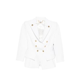 Elisabetta Franchi Jacket In Double Layer Stretch Cr&ecirc;pe Fabric With Raw-edge Trims