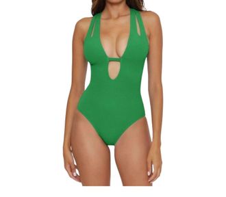 BECCA by Rebecca Virtue Pucker Up Tear Drop One-Piece Swimsuit In Grass