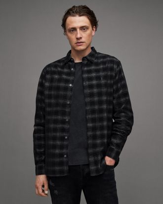 AllSaints Eastburn Checked Corduroy Ramskull Shirt