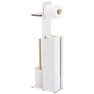 Spirella Combinaci&oacute;n De Inodoro Con Soporte Para Smartphone Acero Y Bamb&uacute; Yoni Blanco Mate Spirella