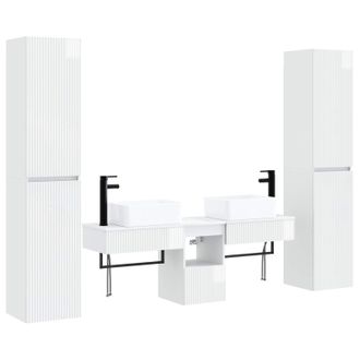 vidaXL Juego De Muebles De Ba&ntilde;o 5 Uds. Blanco Brillante Vidaxl