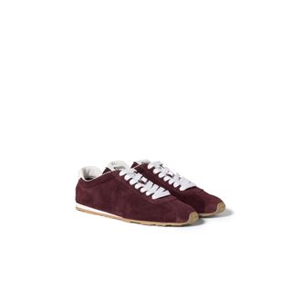 Miu Miu Plume Suede Sneakers, Woman, Burgundy, Size 35,5