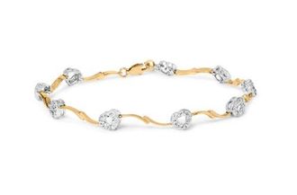 House of Brilliance 10k Two-Tone Gold 1/3 Cttw Diamond Pave Set Heart S-Link 7.25 Bracelet in Yellow at Nordstrom