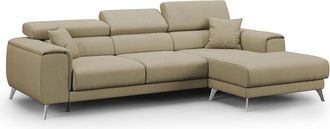 Divani.Store Divani.store - Fusion Sof&aacute; Esquinero Con Asientos Desmontables En Tela Suave Antimanchas 260 Cm Izquierdo Camel