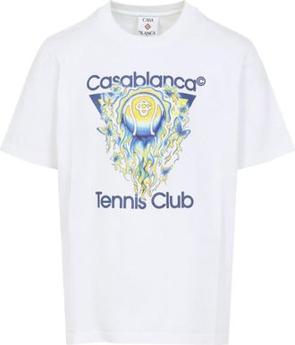 Casablanca White Crewneck Graphic Print T-Shirt