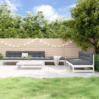 vidaXL Juego De Muebles De Jard&iacute;n 6 Piezas Madera Maciza Pino Blanco Vidaxl