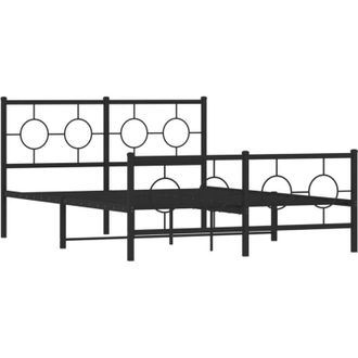 vidaXL Estructura Cama Sin Colch&oacute;n Con Estribo Metal Negro 140x200 Cm Vidaxl