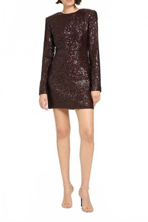 Toccin Mirren Long Sleeve Shift Mini Dress In Deep Spice