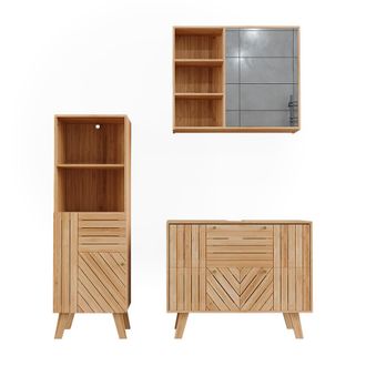Vicco Conjunto De Muebles De Ba&ntilde;o De 3 Piezas Lucie, Bamb&uacute;, 3 Partes, Vicco