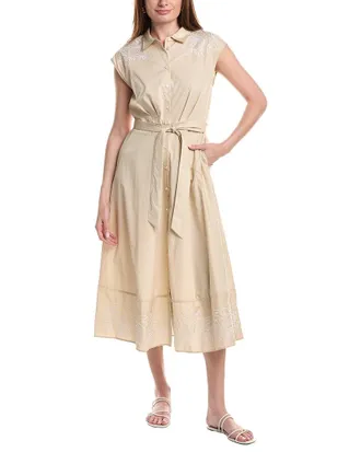 Ellen Tracy Embroidered Detail Poplin Dress
