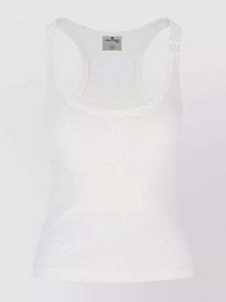 Courr&egrave;ges ribbed cotton scoop neck tank top