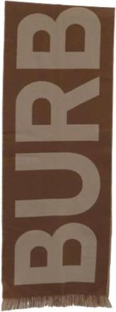 Burberry Pre-owned Scarves, female, Brown, Size: ONE SIZE Pre-owned Birch Jacquard Logo Shawl Scarf