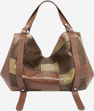 Diesel D One medium leren handtas met patchwork