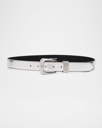Veronica Beard Arch Metallic Leather Belt