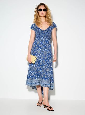 Icone Womens Criss-cross back smocked bust maxi dress