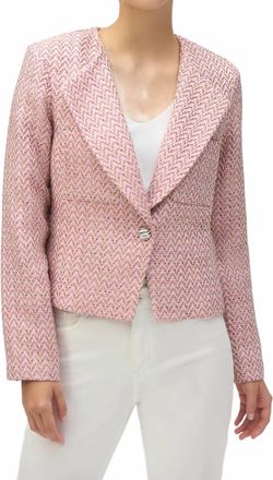 Joseph Ribkoff Boucl&eacute; Woven Boxy Blazer In Pink/multi