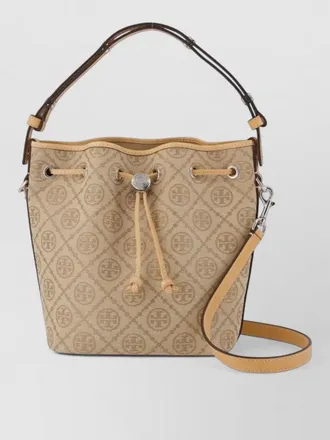 Tory Burch t monogram leather bucket bag top handle