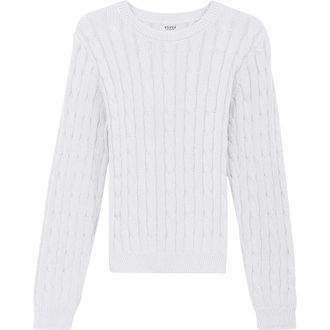Vivid Cable Knit Ribbed Neck Sweater in White at Nordstrom, Size Xx-Large