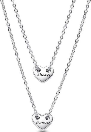 Pandora Forever & Always Splittable Heart Collier Necklaces