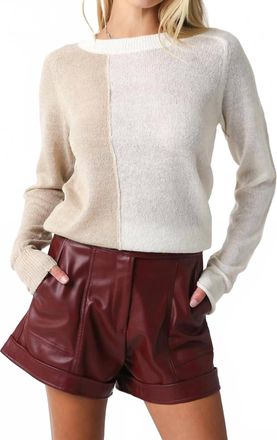 Olivaceous Harlow Color Block Sweater In Oatmeal