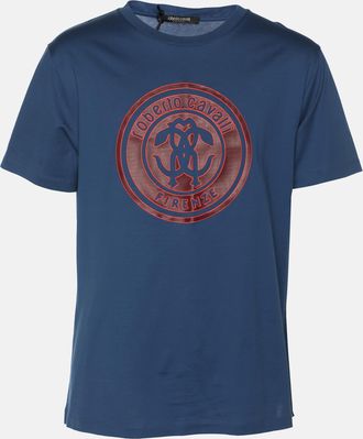 Roberto Cavalli Robert Cavalli Blue Jersey Logo T-Shirt