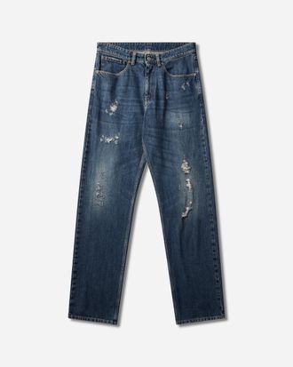 Maison Margiela Men s Distressed Straight-Leg Jeans Dark Blue