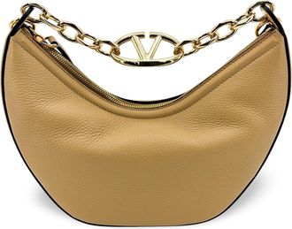 Valentino Garavani Small V-Logo Moon Bag Beige