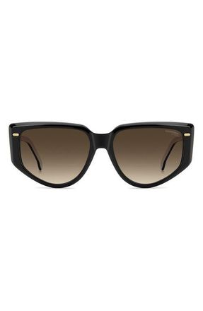 Carrera 57mm Rectangular Sunglasses in Black/Brown at Nordstrom