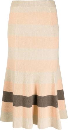 Joseph Cashmere Katoenen Gebreide Rok - Dames - Midirokken - Beige - XS - Katoen - Rokken