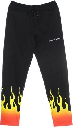 Vision Of Super Rode Shaded Flames Lichtgewicht Trainingsbroek - Heren - Sweatpants - Zwart - XL - Katoen - Broeken
