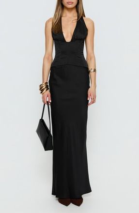 Princess Polly In a Trance Corset Halter Gown in Black at Nordstrom, Size 12