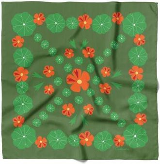 Centinelle Nasturtium Garden Cotton Silk Bandana in Green at Nordstrom