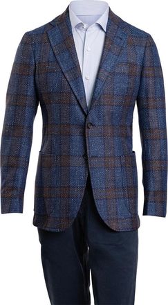 Sartorio Double Windowpane Virgin Wool-Silk-Linen Sport Jacket