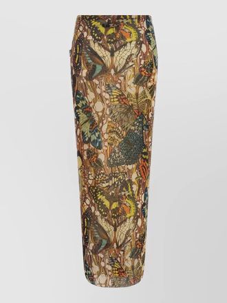 Jean Paul Gaultier re edition butterfly print high waist skirt