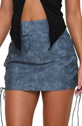 Princess Polly Ceejay Lace-Up Faux Leather Miniskirt in Grey at Nordstrom Rack, Size 2