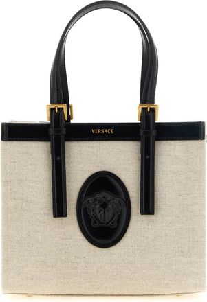 Versace Rivi&egrave;re Mini Canvas Tote - Dames - Shoppers - Beige - ONE Size - Katoen - Tassen