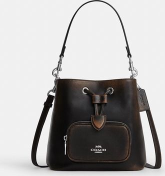 Coach Rowan Bucket Bag With Pocket In Loved Leather