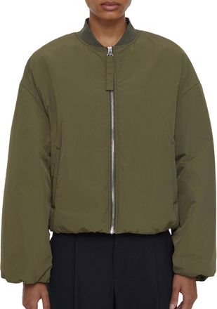 Closed Puffer Bomber Jacket In Army
