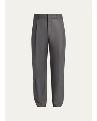 Bottega Veneta Mens Cargo Pocket Shadow Stripe Pleated Trousers