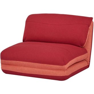 Hhg Poltrona letto pouf relax morbido imbottito HHG 515 trasformabile tessuto rosso arancione