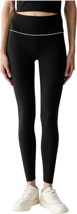 Karl Lagerfeld Leggings met contrasterende bies - Dames - Leggings - Zwart - M - Broeken