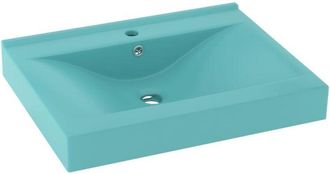 vidaXL Lavabo con Foro Rubinetto Verde Chiaro Opaco 60x46 cm Ceramica - Vidaxl