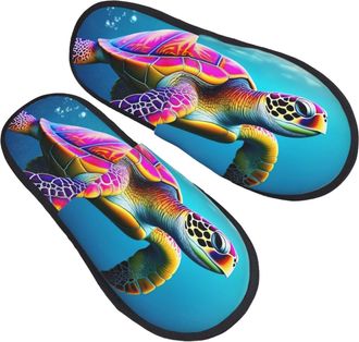 Generic Slippers Sea Turtle Swimming In Sea 1 Pattern Home Slippers Comfy Non Slip House Slipper For Women Bedroom Winter M