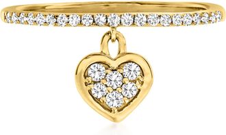 RS Pure by Ross-Simons Diamond Heart Charm Ring in 14kt Yellow Gold