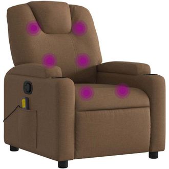 vidaXL Sill&oacute;n Reclinable Con Masaje De Tela Marr&oacute;n Vidaxl