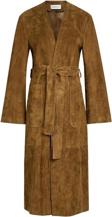 Nour Hammour Ruelle Belted Suede Coat - Dark Brown - 40 (UK12 / M)